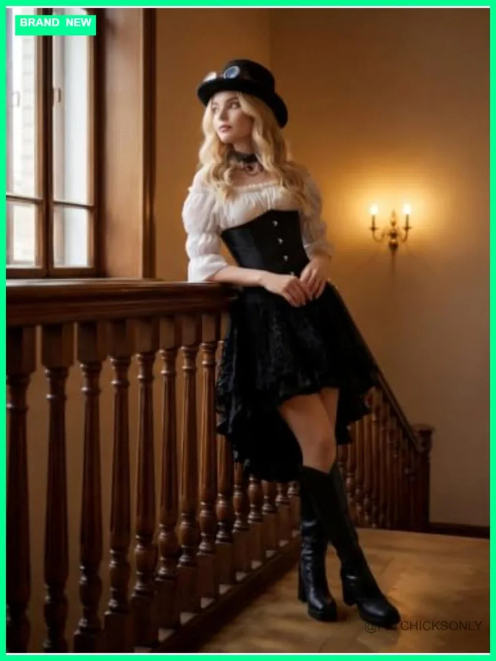 Renaissance Underbust Corset Top Women Pirate Costume Bodice Front Hook Lace Up